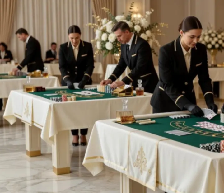 Produkční tým Moradex připravuje luxusní kasino event s pokerovými a ruletovými stoly